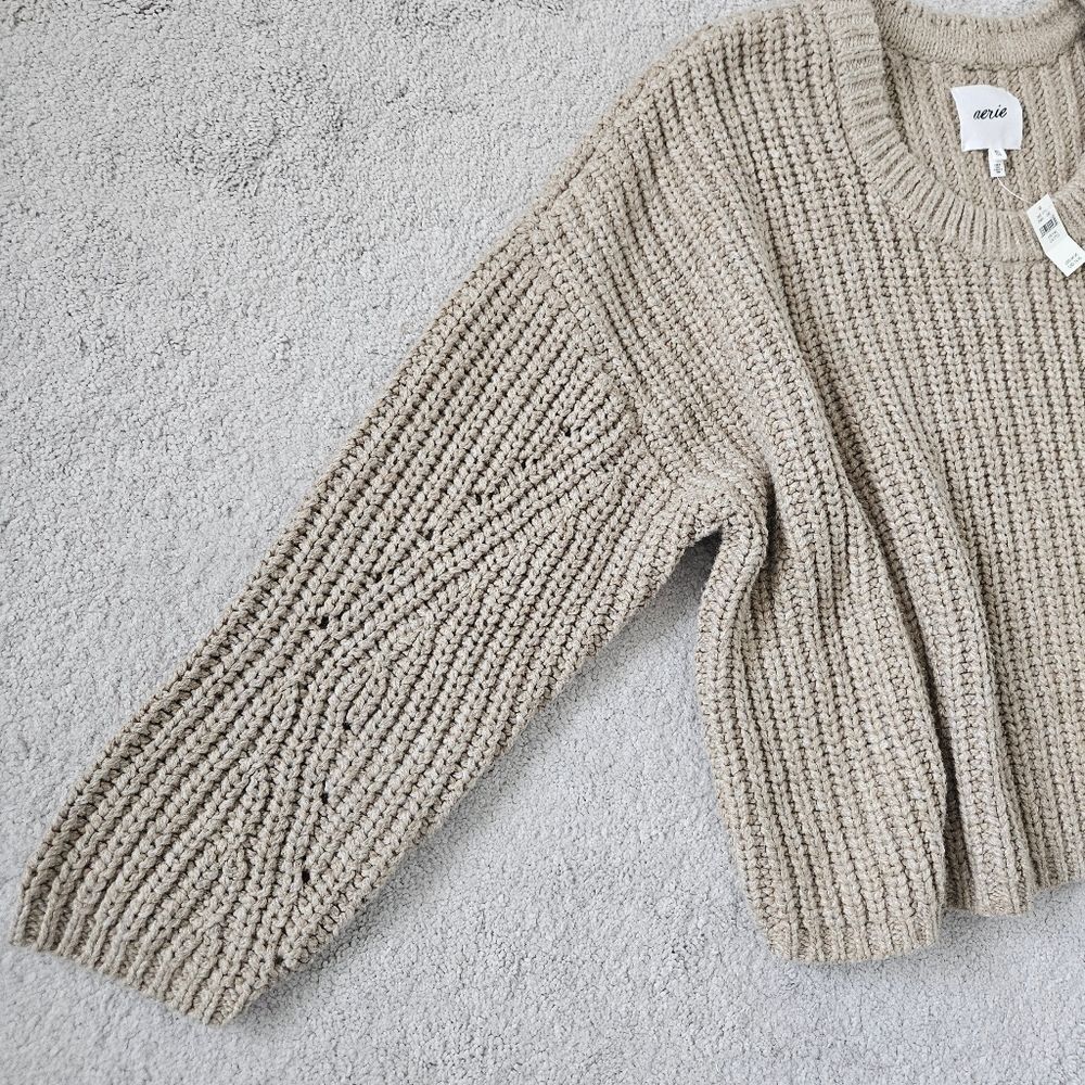 NWT Aerie | Textured Chunky Knit Sweater Toasted Almond Beige Brown, Womens XXL - Picture 3 of 5